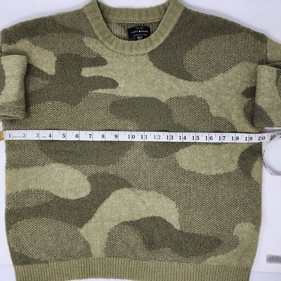 Lucky Brand Women's Size XS Green Camo Crew Neck Pullover Knitted Sweater EUC - Picture 5 of 9